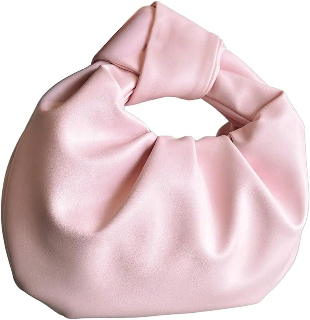 GORGLITTER Women's Cute Hobo Bag Ruched Twist PU Leather Clutch Purse Handbag with Magnetic Closure