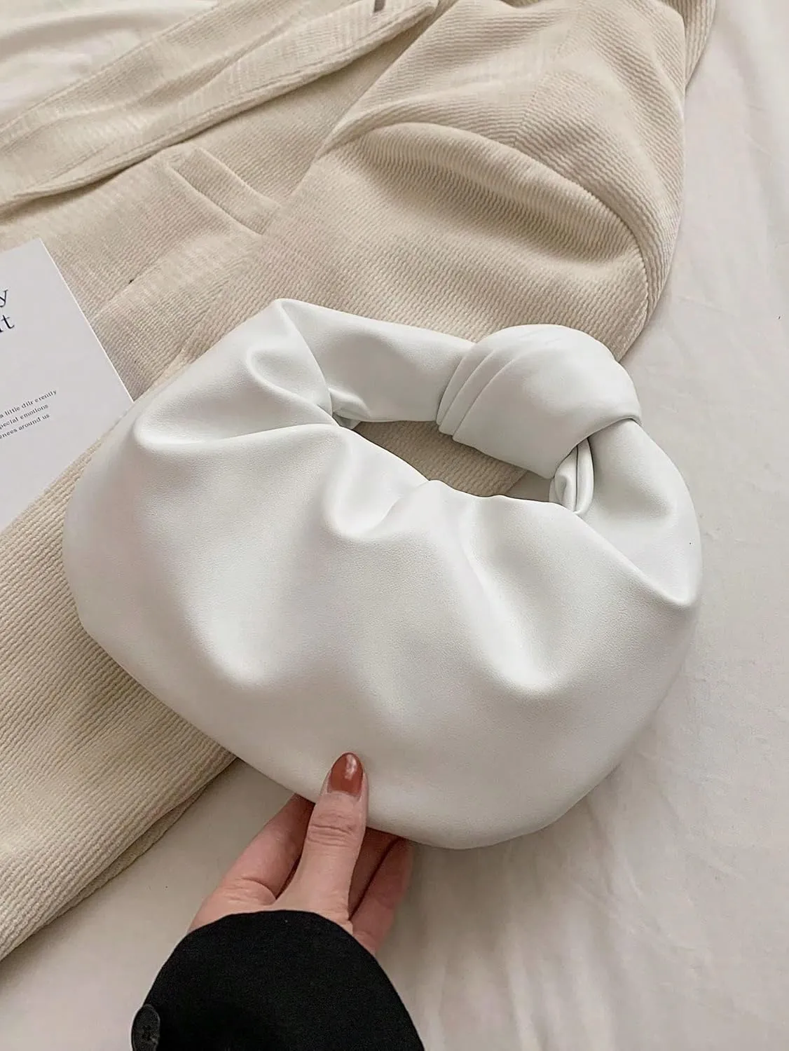 GORGLITTER Women's Cute Hobo Bag Ruched Twist PU Leather Clutch Purse Handbag with Magnetic Closure