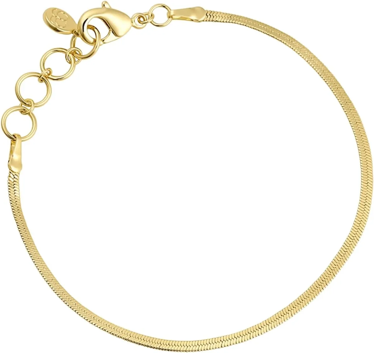 gorjana - Venice Mini Bracelet 6 1/4" to 7 1/4" - 18k Gold Plated Brass - Elegant Herringbone Chain Design - Adjustable Length - Layering with Other Jewelry