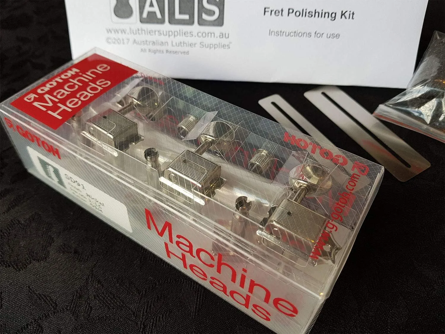 Gotoh Kluson Style Electric Guitar Machine Heads (Bonus ALS Fret Polishing Kit) SD91-05MN Tuners by Gotoh Japan for Stratocaster/Telecaster - Fret Polishing Kit by Australian Luthier Supplies