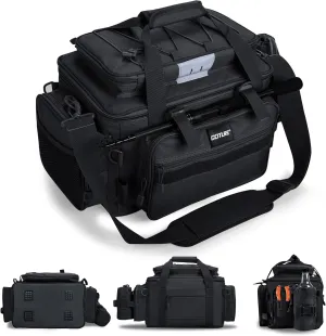 Goture Fishing Tackle Bag, Store Up to 4PCS 3700 Plus 2PCS 3600 Tackle Trays, 600D Soft Side Water-Resistant Gear Storage Fishing Bag with Rod Straps, Detachable Water Bottle Pouch, Waterproof Bottom