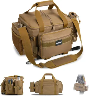 Goture Fishing Tackle Bag, Store Up to 4PCS 3700 Tackle Box Trays, 600D Soft Side Water-Resistant Saltwater Gear Storage Fishing Bag with Rod Straps, Detachable Water Bottle Pouch, Gifts for Men