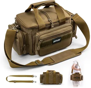 Goture Fishing Tackle Bag,Soft Side 600D Water-Resistant Cross Body Sling Fishing Bag, Small Freshwater Saltwater Gear Storage Tactical Bags Outdoor, Store 3 3600 Tackle Boxes,14.96"x9.06"x7.48"
