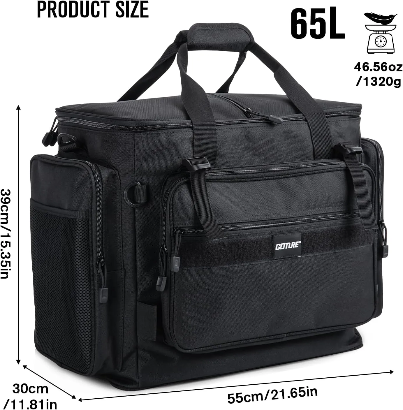 Goture Fishing Tackle Bag,Soft Side 600D Water-Resistant Cross Body Sling Fishing Bag,Waist Pack Freshwater Saltwater Gear Storage,Tactical Bags Outdoor,Store 8 3700 Tackle Boxes,21.65"x15.35"x11.81"