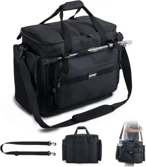 Goture Fishing Tackle Bag,Soft Side 600D Water-Resistant Cross Body Sling Fishing Bag,Waist Pack Freshwater Saltwater Gear Storage,Tactical Bags Outdoor,Store 8 3700 Tackle Boxes,21.65"x15.35"x11.81"