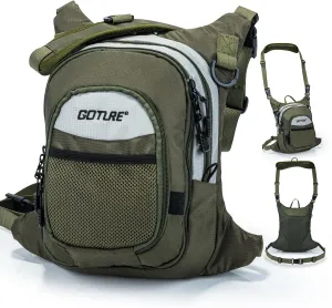 Goture Fly Fishing Chest Pack, Lightweight Chest Pack Tackle Storage Bag, Fly Fishing Waist Pack, Fly Fishing Bag with Adjustable Padded Waist Strap and Neck Strap, Fits Up to 2 Tackle/Fly Boxes