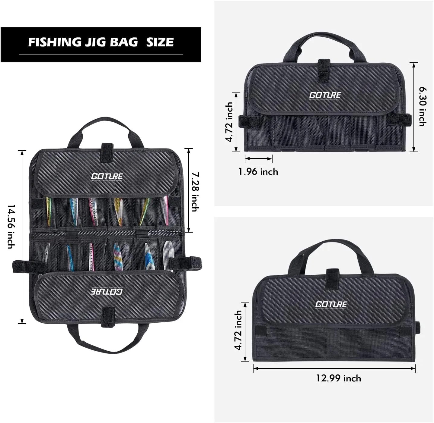 Goture Portable Lure Organizer - Fishing Storage Tackle Gear Accessories Bag
