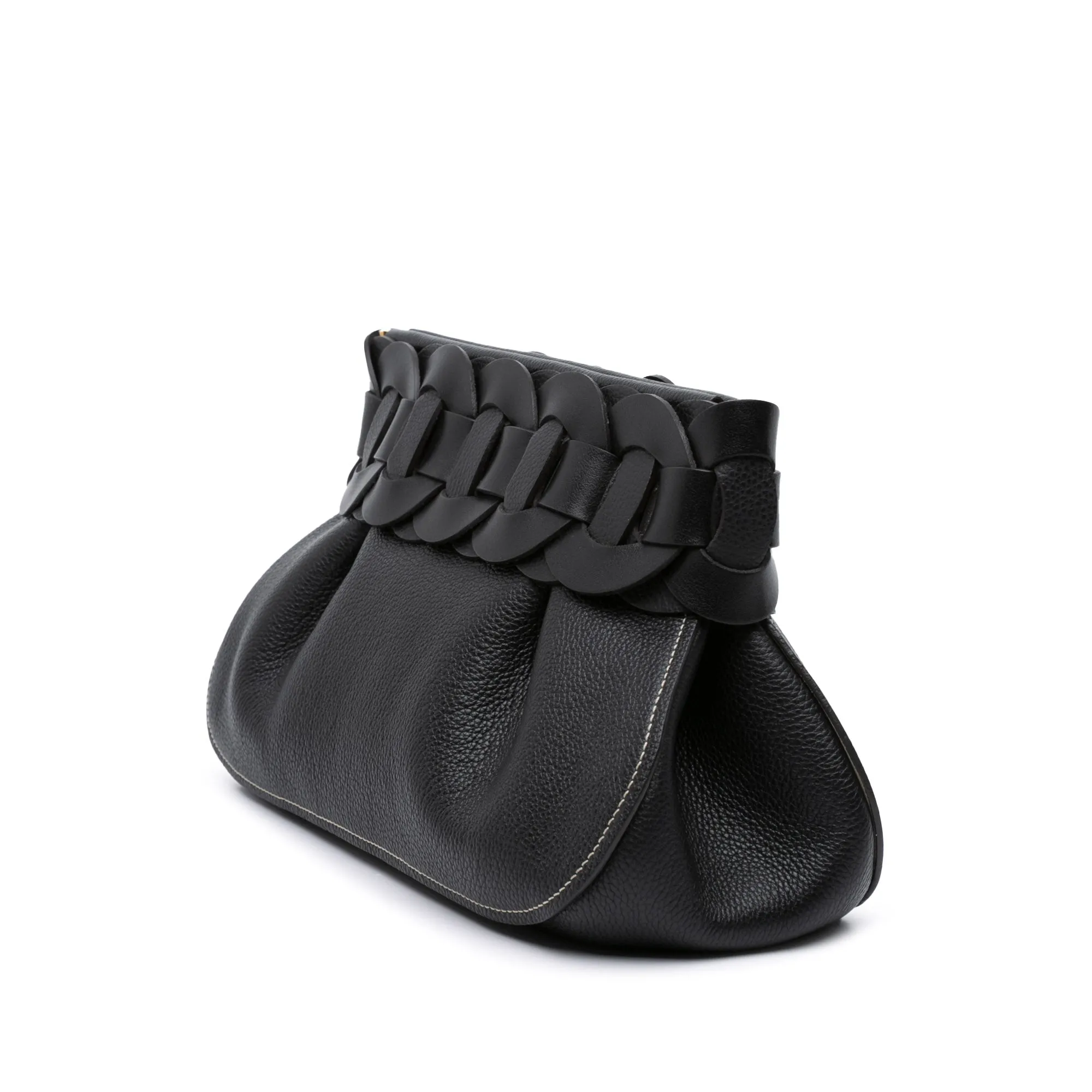 Grained Calfskin Braided Ring Darryl Clutch