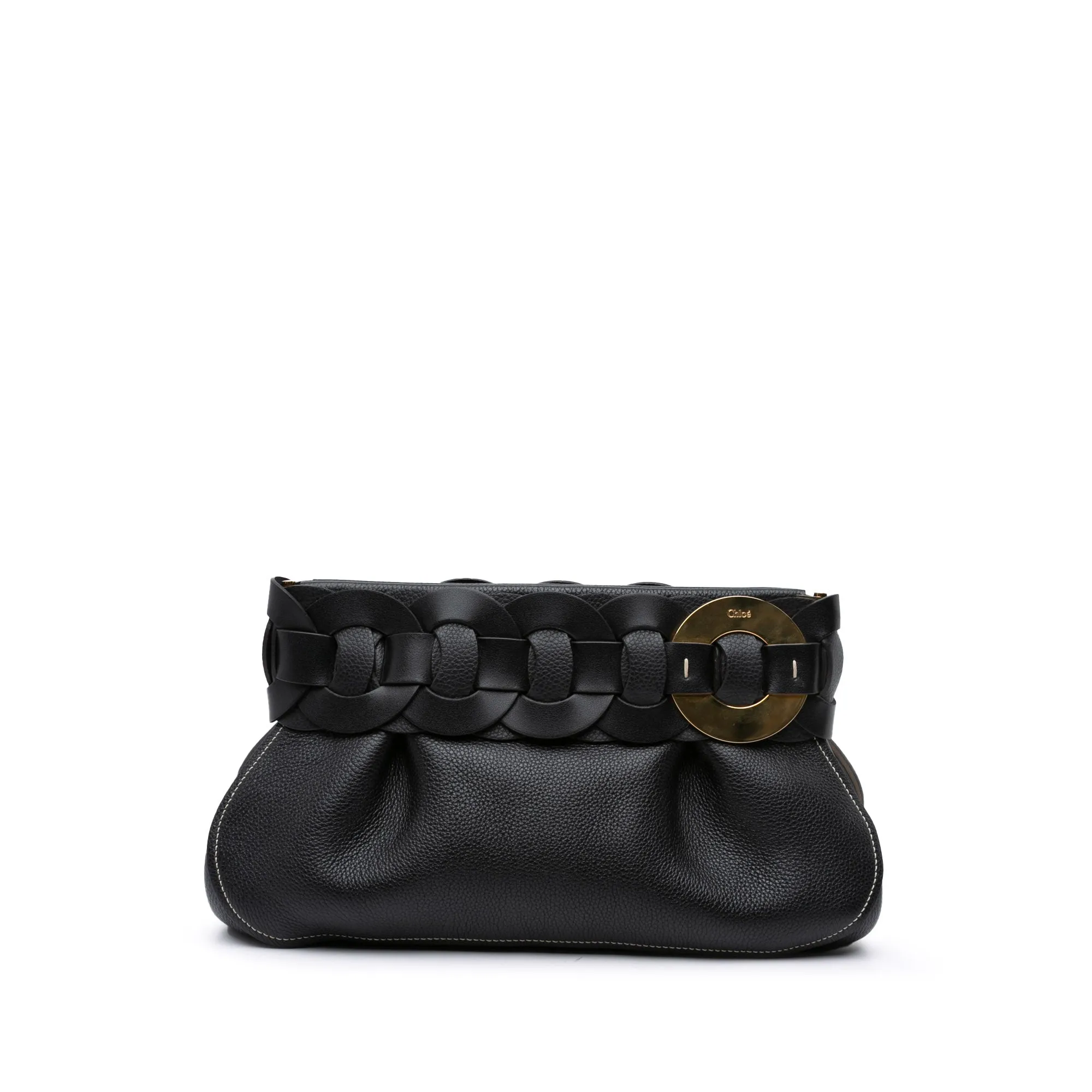 Grained Calfskin Braided Ring Darryl Clutch