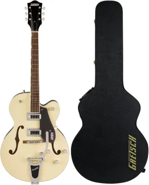 Gretsch G5420T Electromatic Hollow Body Electric Guitar (Two-Tone Vintage White/London Gray) with Bigsby Tremolo - Dual-Coil Pickups, Hollow Body Design Bundle with Protective Hardshell Case (2 Items)