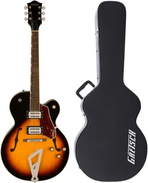 Gretsch Streamliner G2420 Hollow Body Electric Guitar( Aged Brooklyn Burst) , 6-String Right-Handed Instrument with Classic Tone and Style Bundle with Protective Guitar Hardcase (2 Items)