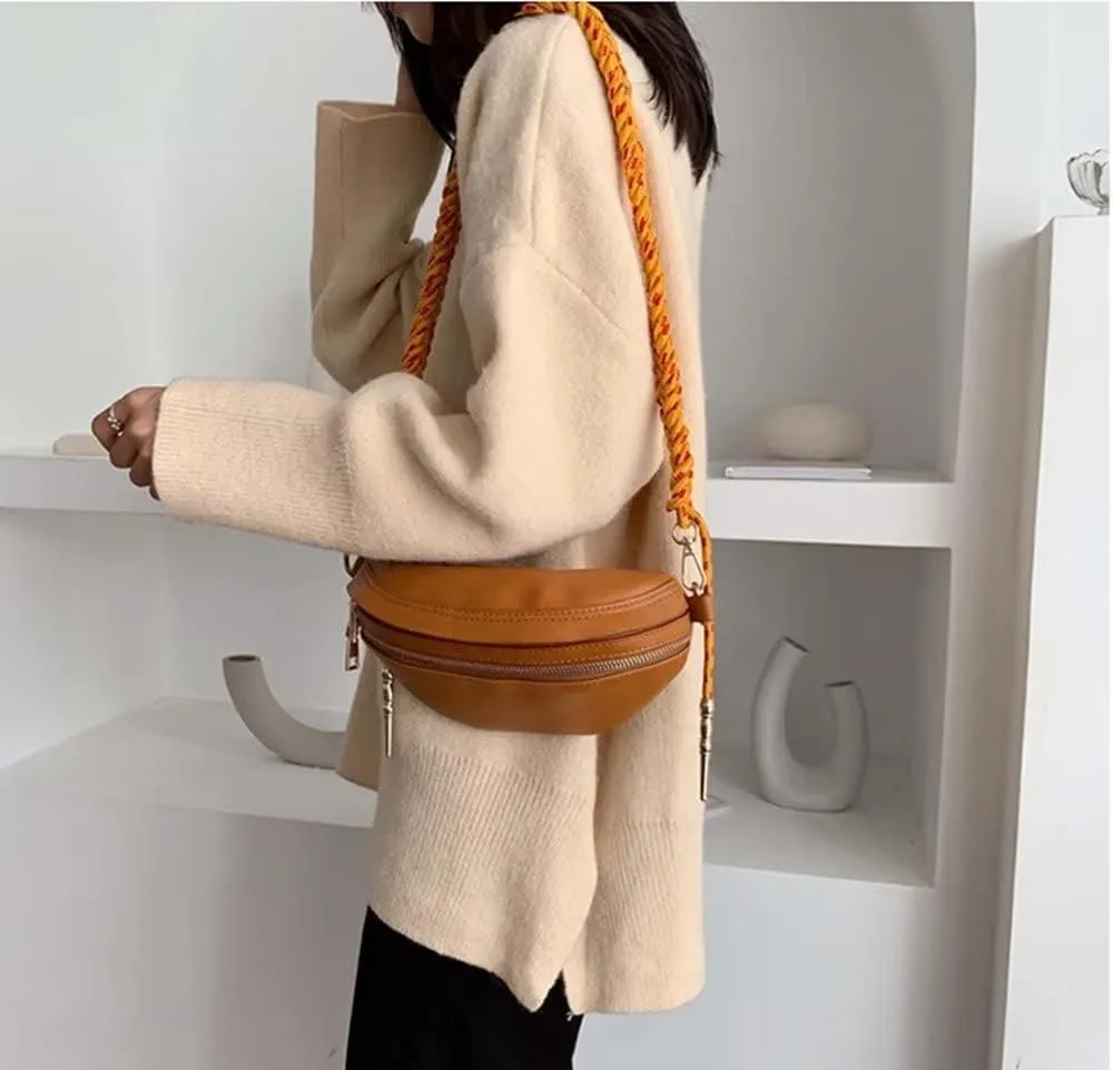 GRPKSSIB Women's Chest Bag PU Leather Handbag Crossbody Shoulder Bag Quilted Purse Fashion