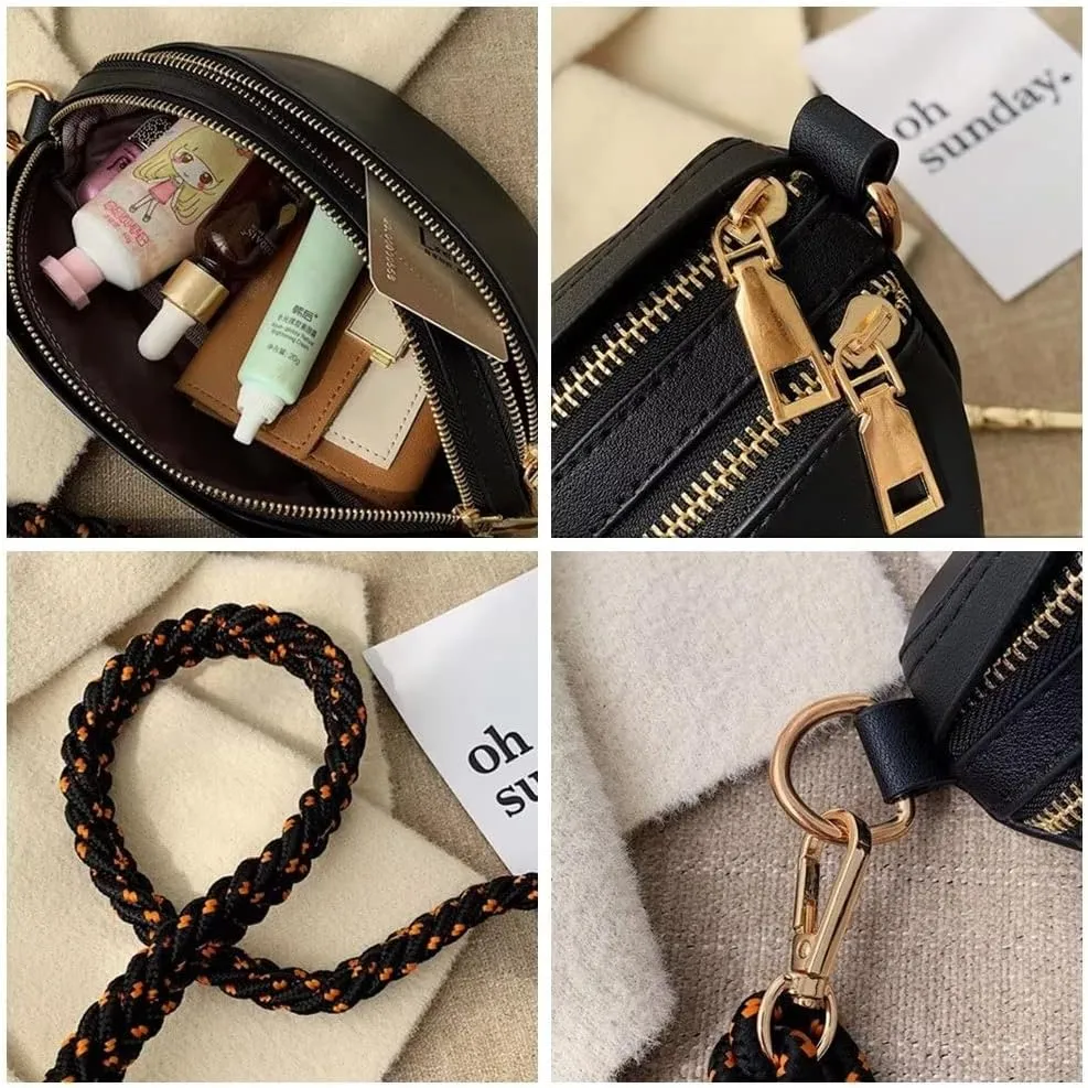 GRPKSSIB Women's Chest Bag PU Leather Handbag Crossbody Shoulder Bag Quilted Purse Fashion
