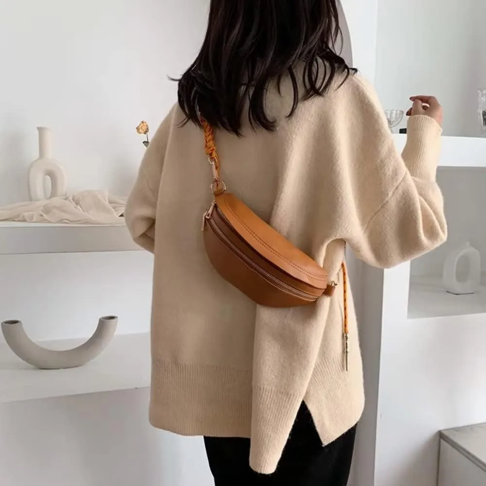 GRPKSSIB Women's Chest Bag PU Leather Handbag Crossbody Shoulder Bag Quilted Purse Fashion
