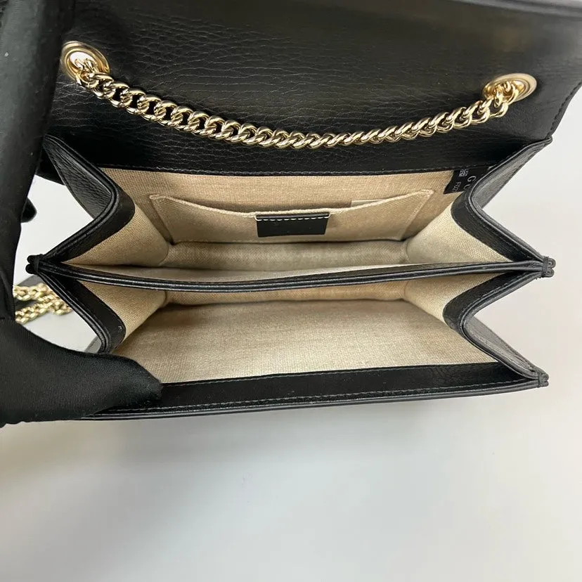 Gucci GG Marmont Black Leather Mini Crossbody Bag XJ10765