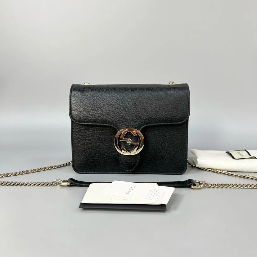 Gucci GG Marmont Black Leather Mini Crossbody Bag XJ10765
