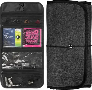 Guitar Accessory Organizer Bag, Foldable Easy Access Pockets Case, Picks, Strap, Capo, Strings Holder Storage (Iron)