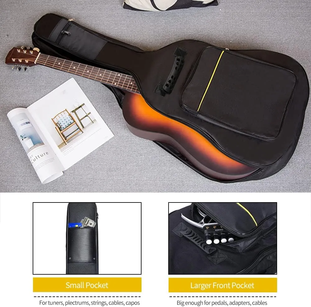 Guitar Bags, 2 Pack Guitar Gig Bag, 38 40 41 inch Electric Guitar Case, Waterproof Oxford Electric Guitar Gig Bag, Two Pockets, for Acoustic Classical Guitar, Ukulele, Bass Guitar(2 Pack)