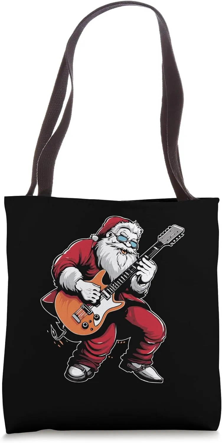 Guitar Christmas Musical Santa Claus Musician Guitarist Tote Bag