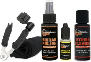 Guitar Cleaner Polish, String Cleaner, Winder and Fretboard Oil Care Kit - Guitar Oil and Cleaner for Body, Strings and Fretboard Fingerboard - Cleans, Polishes, and Protects