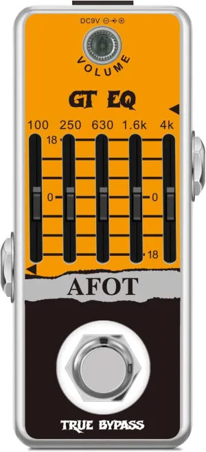 Guitar EQ Pedal, 5 Band GT EQ Pedal Electric Guitar Equalizer (100Hz 250Hz 630Hz 1.6kHz 4kHz) Provides ±18dB for Each Band EQ Seeker for Guitar,Mini Size True Bypass