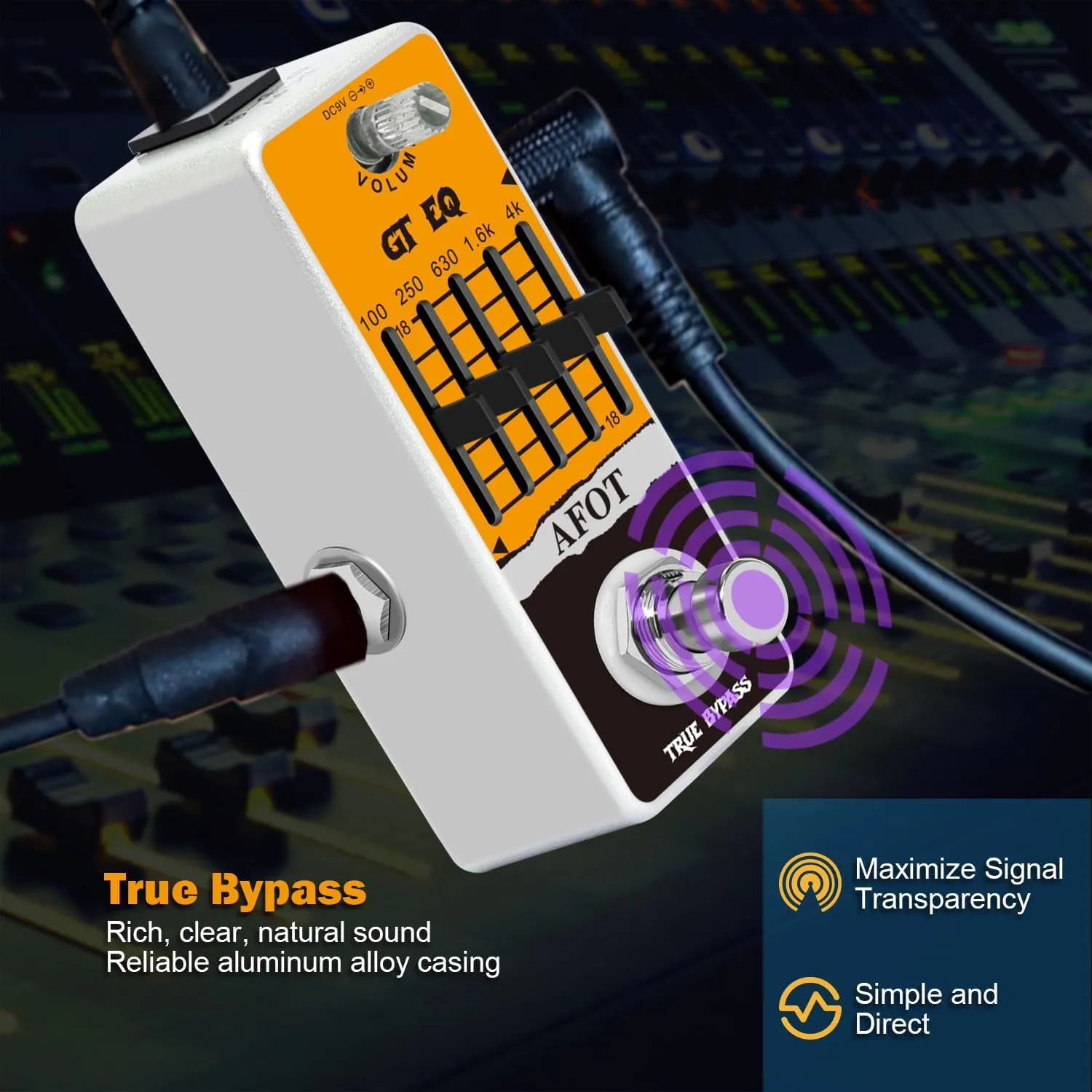 Guitar EQ Pedal, 5 Band GT EQ Pedal Electric Guitar Equalizer (100Hz 250Hz 630Hz 1.6kHz 4kHz) Provides ±18dB for Each Band EQ Seeker for Guitar,Mini Size True Bypass