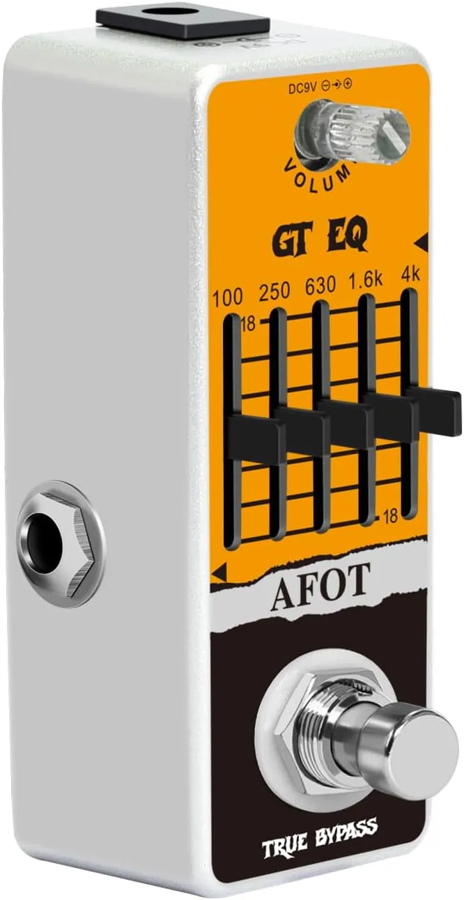 Guitar EQ Pedal, 5 Band GT EQ Pedal Electric Guitar Equalizer (100Hz 250Hz 630Hz 1.6kHz 4kHz) Provides ±18dB for Each Band EQ Seeker for Guitar,Mini Size True Bypass