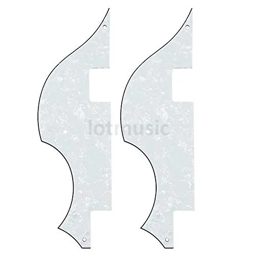 Guitar Parts 2 Electric Bass Guitar Lefty Left Handed Pickguard for Hofner 4 Ply White Pearl