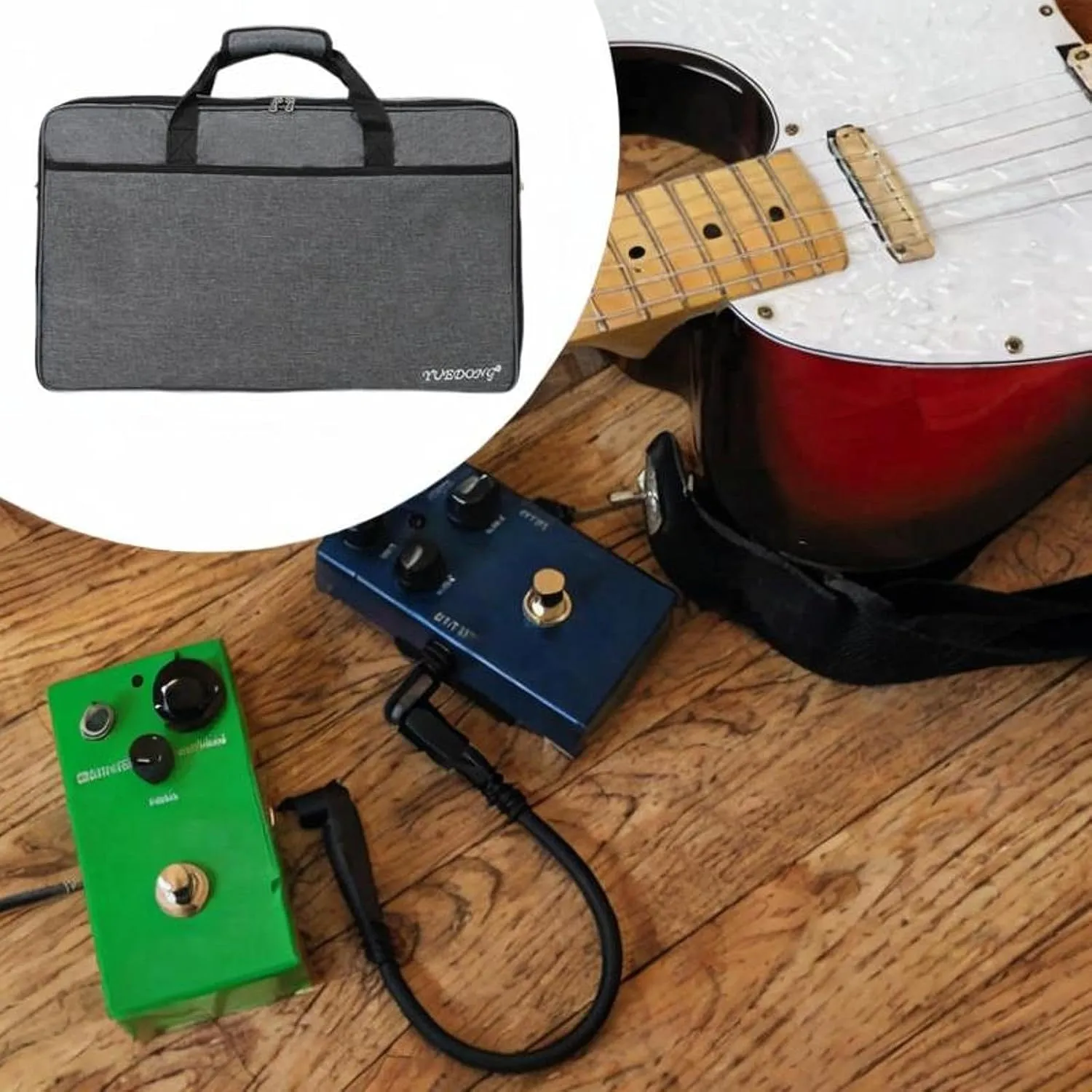 Guitar Pedal Board Bag Crossbody Bag Travel Case Pedalboard Zipper Pouch for Rehearsals, 52x32x12.5cm