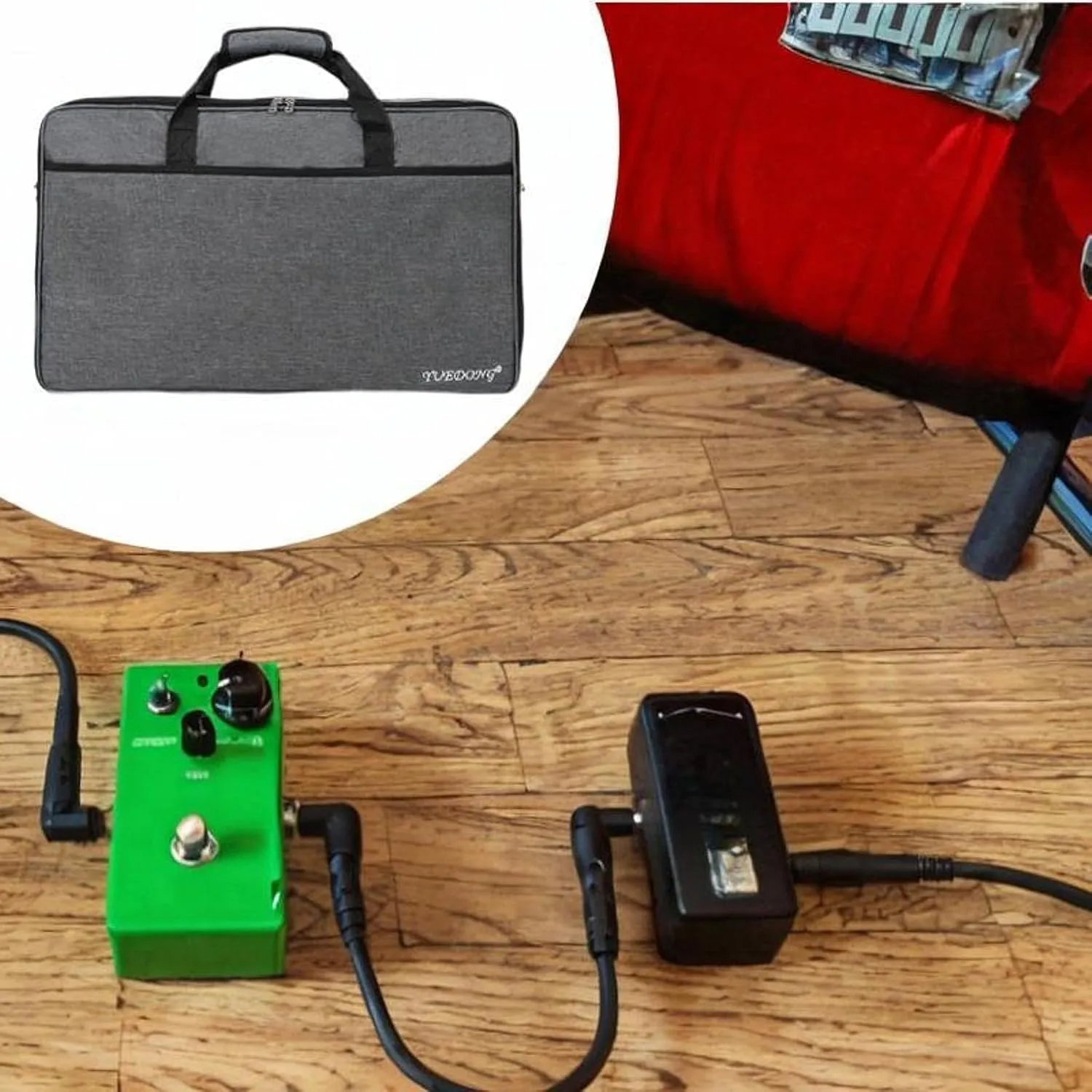 Guitar Pedal Board Bag Crossbody Bag Travel Case Pedalboard Zipper Pouch for Rehearsals, 52x32x12.5cm