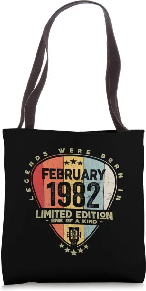Guitar Pick - Legends Were Born In February 1982 Guitar Tote Bag