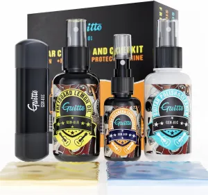 GUITTO Guitar Cleaning Kit, All in One Guitar Care Kit Fretboard Lemon Oil, Polish, Guitar String Cleaner, Microfiber Cloth