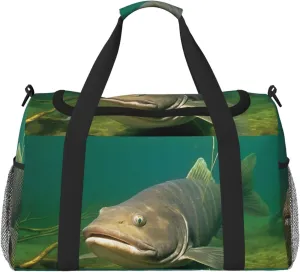 Gym Bag Underwater catfish Duffel Bag for Men Women Travel Overnight Bag with Shoe Compartment Workout Bags