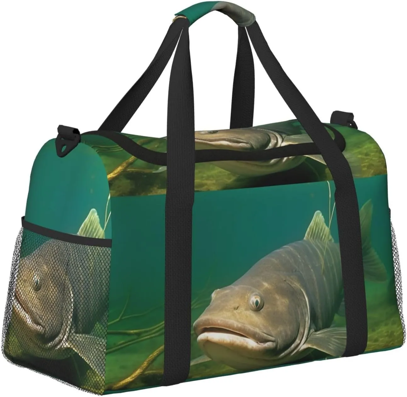 Gym Bag Underwater catfish Duffel Bag for Men Women Travel Overnight Bag with Shoe Compartment Workout Bags