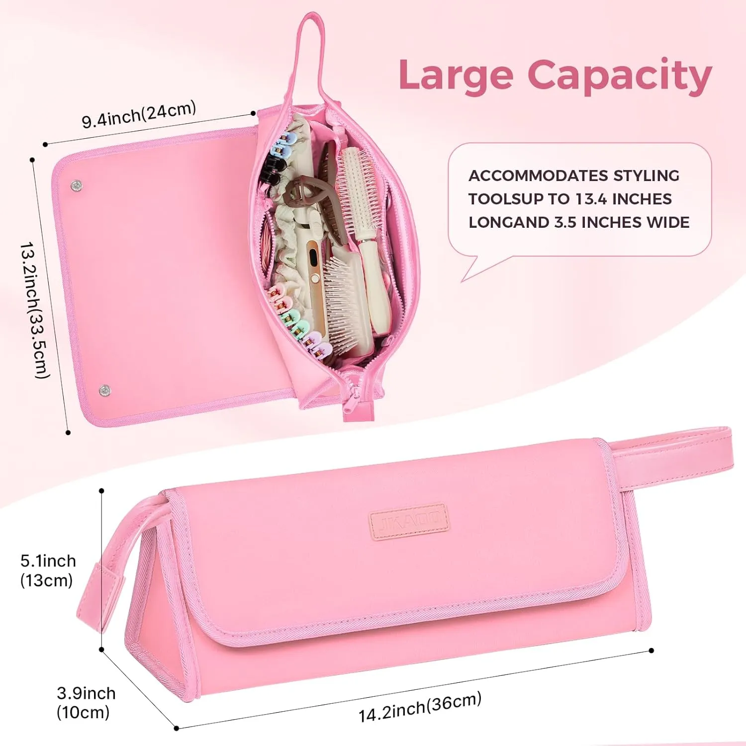 Hair Tools Travel Bag and Heat Resistant Mat, 2 in 1 Portable Organizer Hair Travel Case for Curling Iron, Hair Straightener, Flat Irons, PU Hangable Handle, Neoprene (Sweet Pink)