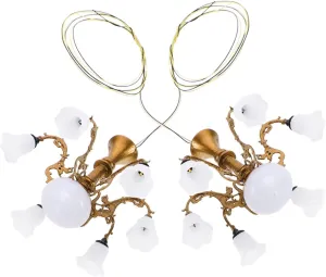 HANABASS 2pcs Miniature Chandelier Model House Light Fixture Extendable Tiny House Decor Miniature Led Lights Easy Install