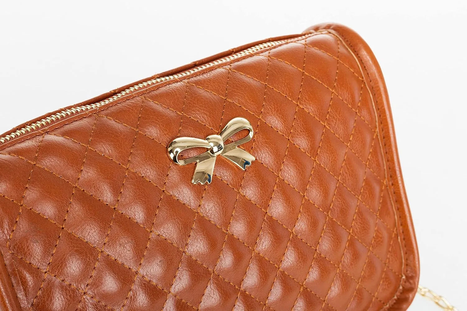 Hanbella Crossbody Purse for Women - Cute Quilted Leather Shoulder Bag with Gold Chain Strap for Teen Girls - Womens Clutch