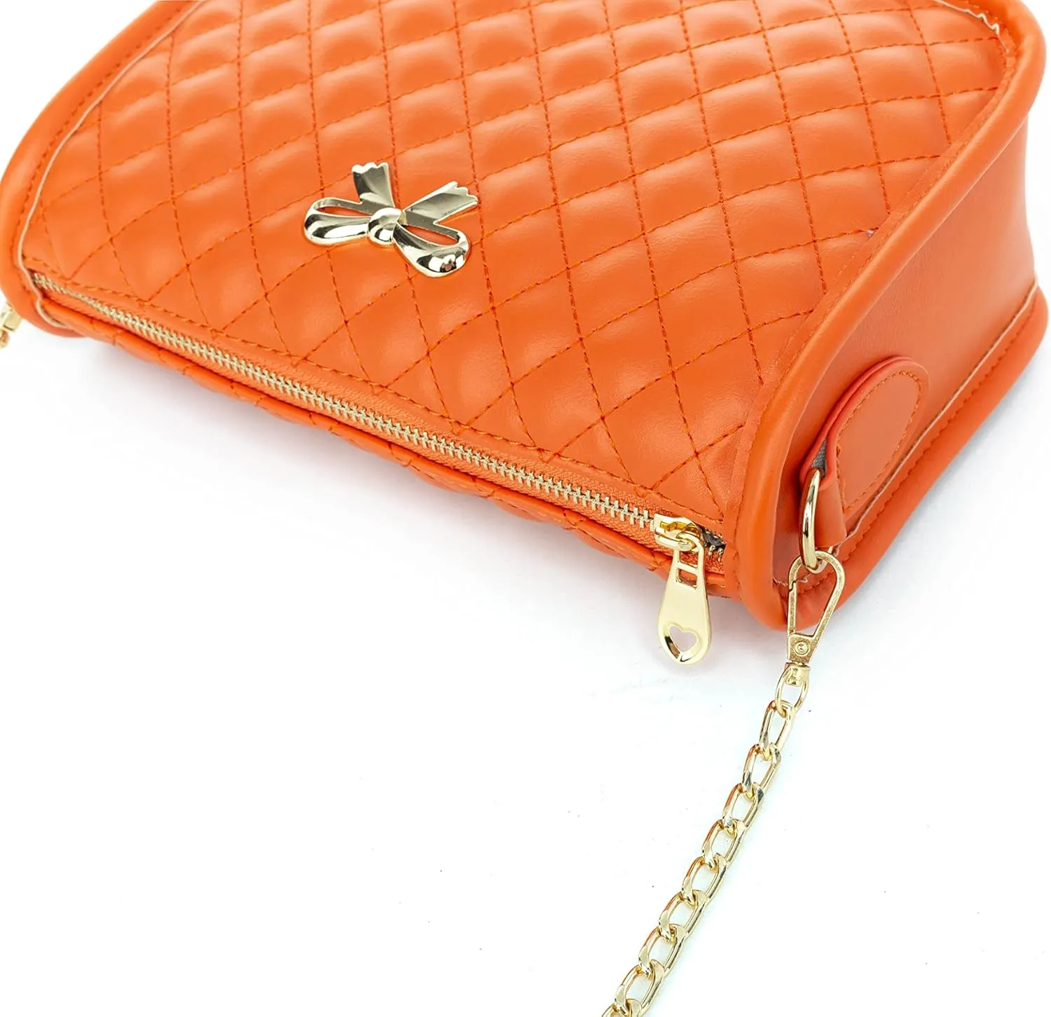 Hanbella Crossbody Purse for Women - Cute Quilted Leather Shoulder Bag with Gold Chain Strap for Teen Girls - Womens Clutch