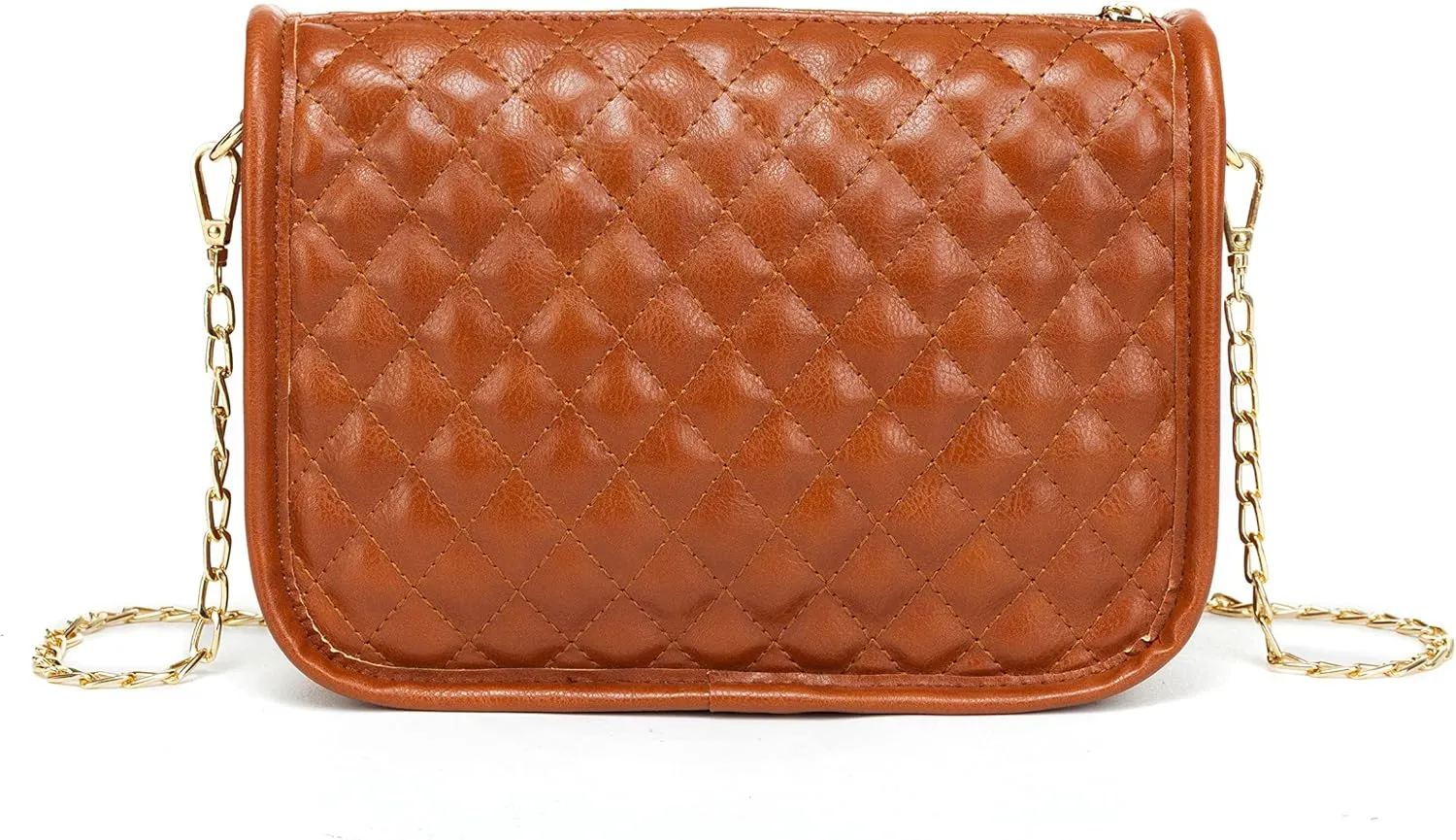 Hanbella Crossbody Purse for Women - Cute Quilted Leather Shoulder Bag with Gold Chain Strap for Teen Girls - Womens Clutch