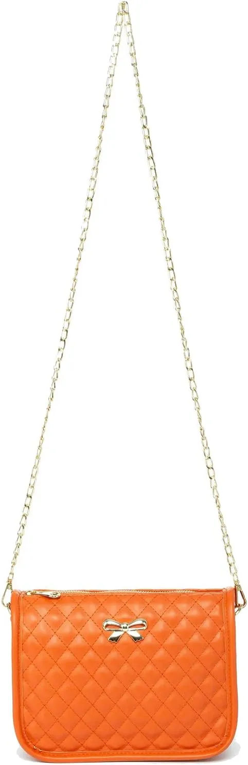 Hanbella Crossbody Purse for Women - Cute Quilted Leather Shoulder Bag with Gold Chain Strap for Teen Girls - Womens Clutch