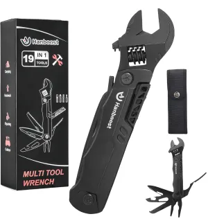 Hanboost M2 19 In 1 Multitool Adjustable Wrench with Pliers, Pocket Size, Screwdriver, Cutting Saw, Hex Wrench, Suitable for Maintenance, Camping and DIY, Gift for Dad