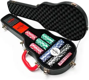 Hard Rock Guitar Shaped Case Poker Set Black