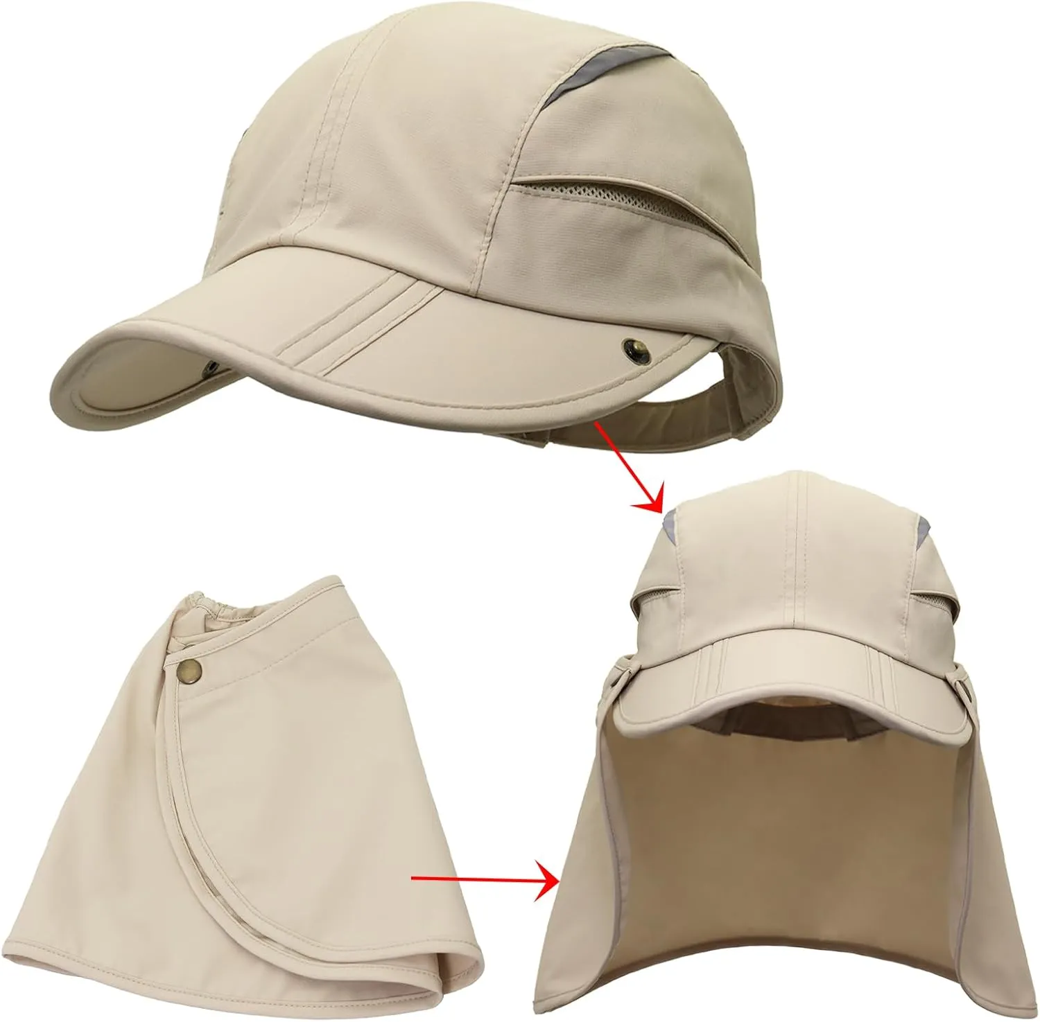 Hat with Neck Protection Detachable Multi-Purpose Summer Sun Hat Sun Protection Breathable Quick Dry UV Protection