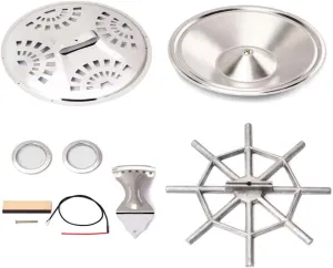 Healifty Silver Wood Dobro Guitar Parts Set Resonator Cones Soundhole Screens Tailpiece Spider Bridge Saddle