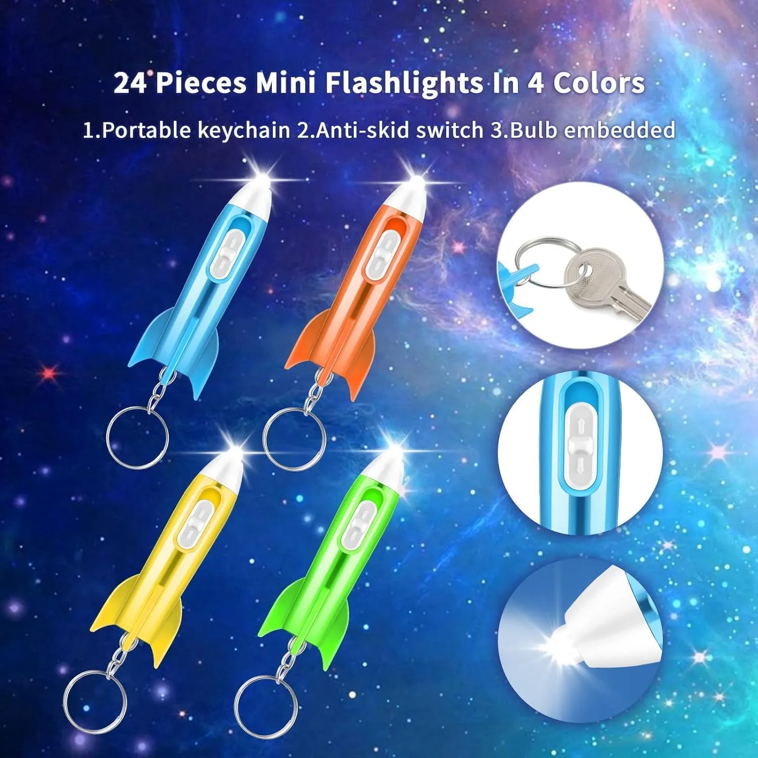 Helicopter Flashlight Keychain for Kids Rocket LED Flashlight Outer Space Themed Helicopter Key Ring Astronaut Party Favors (100)
