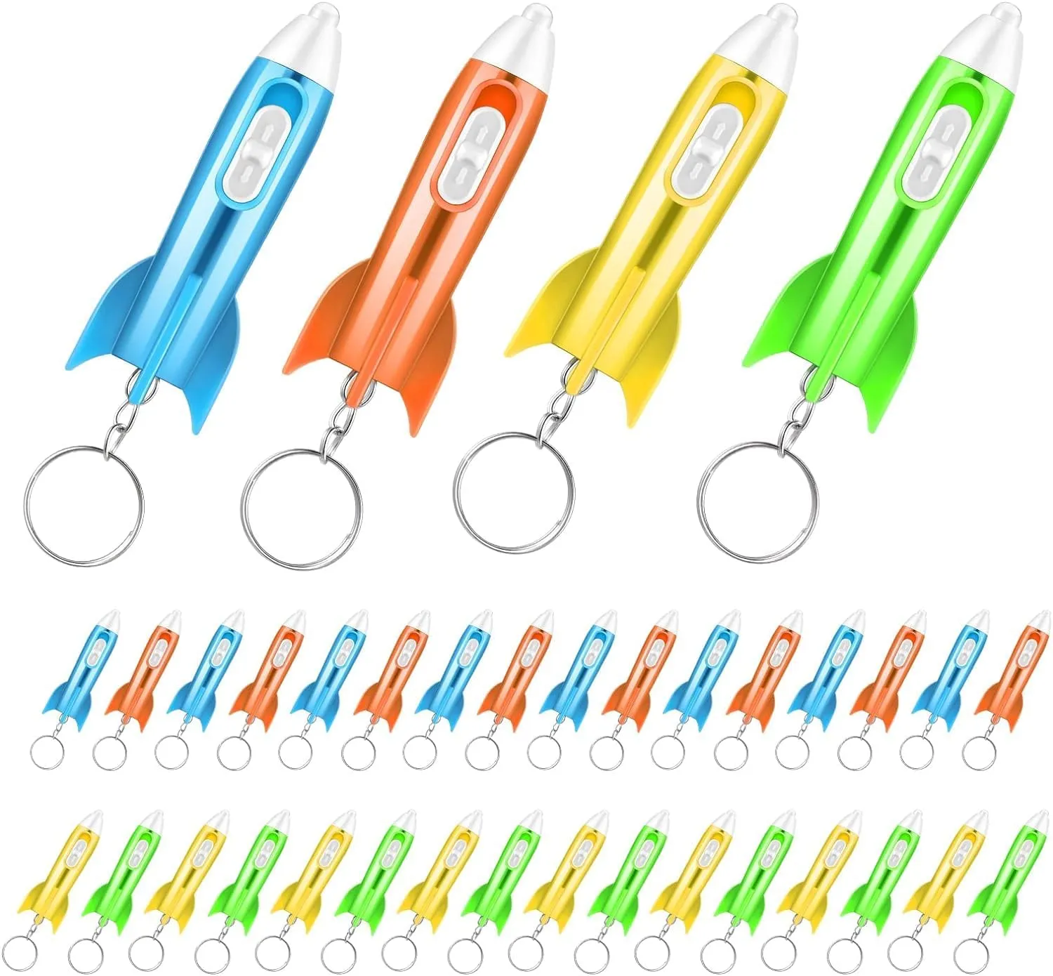 Helicopter Flashlight Keychain for Kids Rocket LED Flashlight Outer Space Themed Helicopter Key Ring Astronaut Party Favors (100)