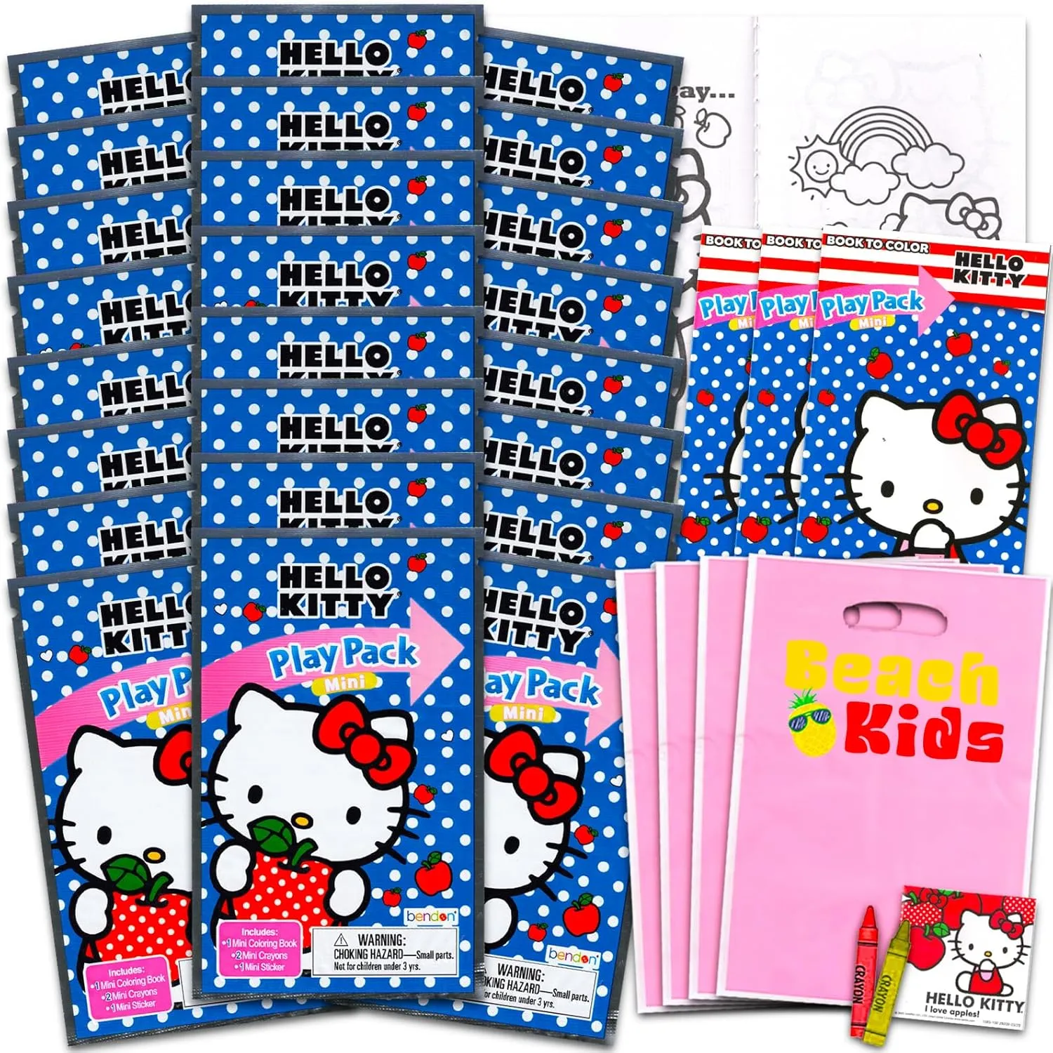 Hello Kitty Mini Party Favors Set for Kids - Bundle With 24 Grab n Go Play Packs, Coloring Pages, Stickers and More (Birthday Party Supplies)
