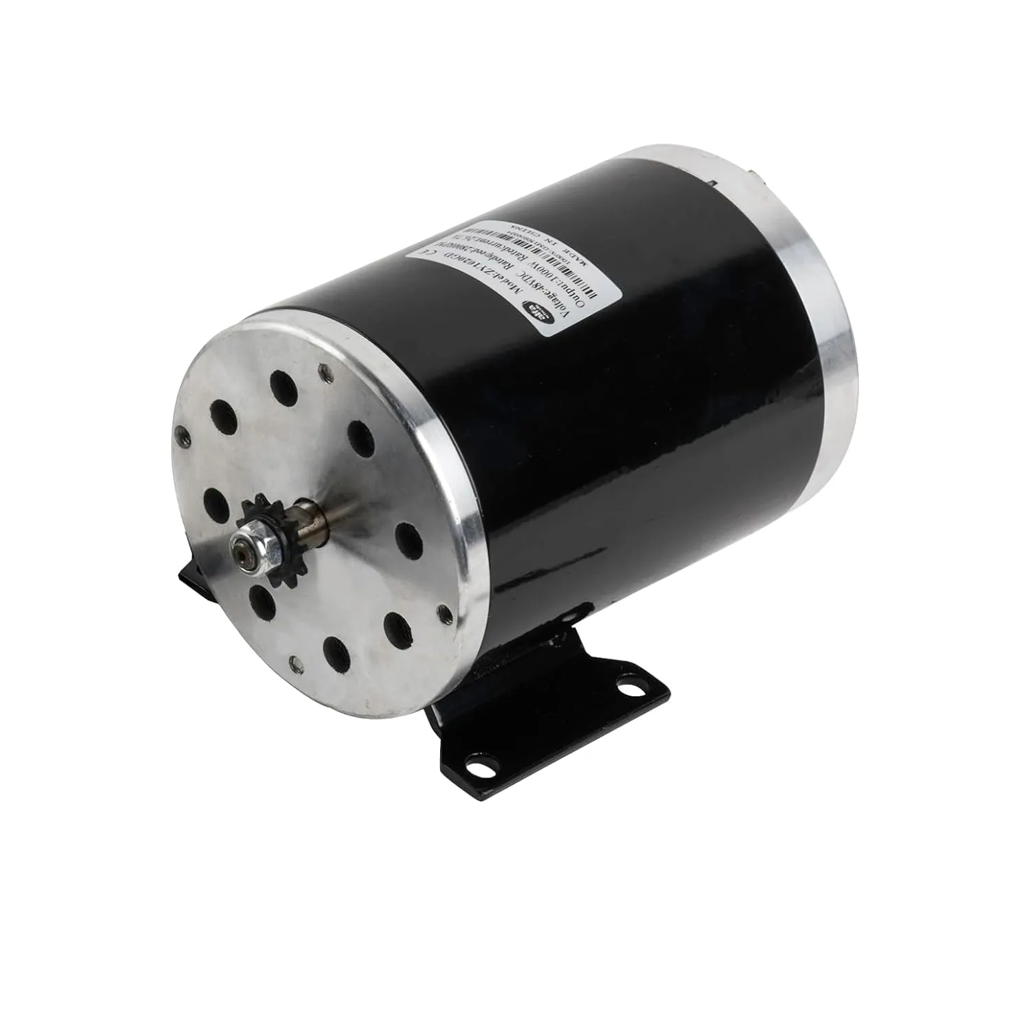 Hi-Gear Electric Motor 48 Volt DC 1000 Watt with Base for Scooter Bike Go-Kart Mini Bikes Model Numbers ZY1020G Replaces MY1020 Reversible with 11 Teeth Sprocket #25 Chain 6.35 Pitch