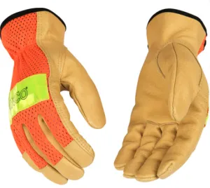Hi-Vis Mesh & Pigskin Palm Gloves