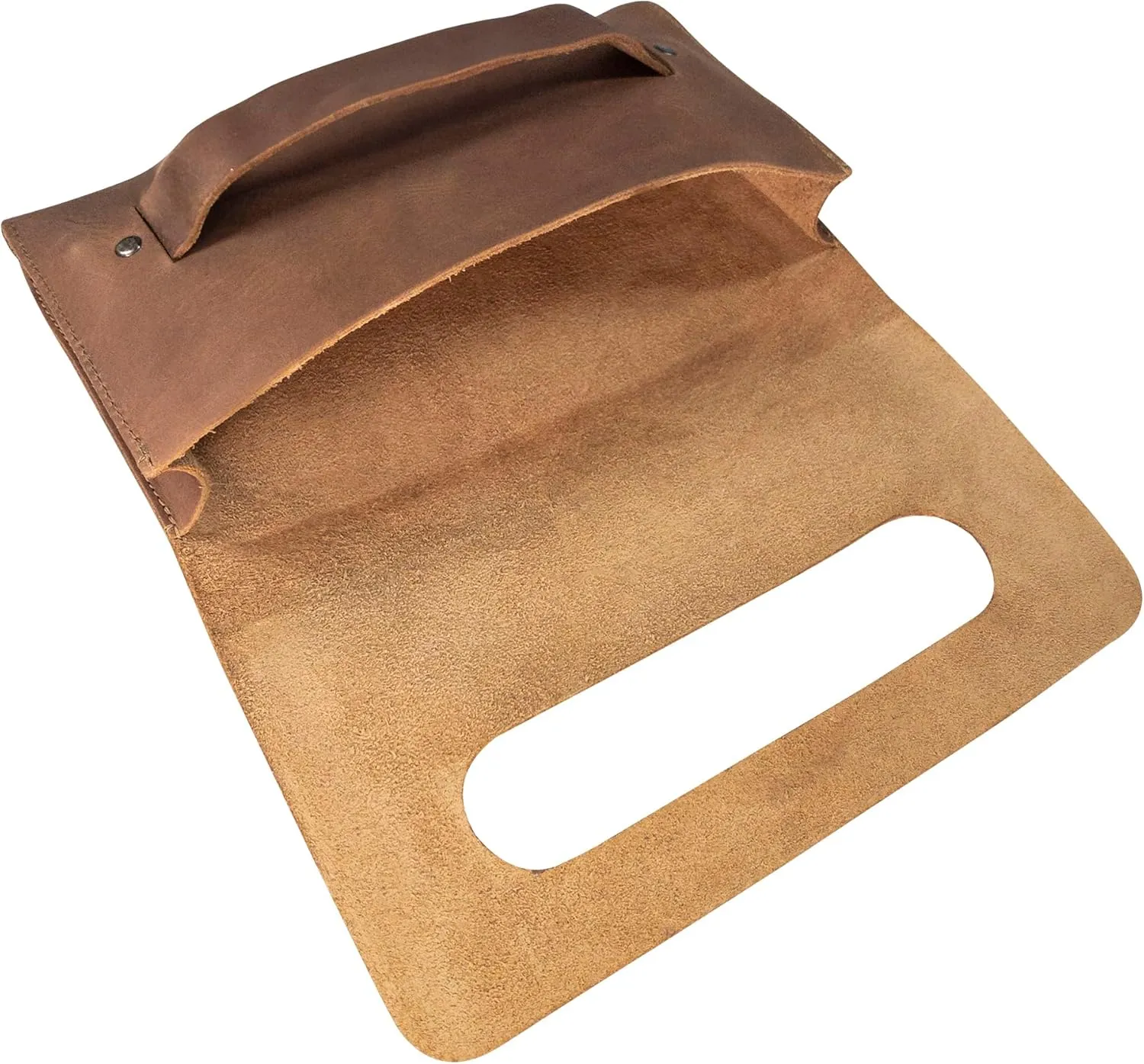 Hide & Drink, Rectangular Clutch Bag With Handle, Wallet for Cards, Money, Stylish Handbag, Full Grain Leather, Handmade, Single Malt Mahogany